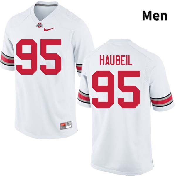 Ohio State Buckeyes Blake Haubeil Men's #95 White Authentic Stitched College Football Jersey